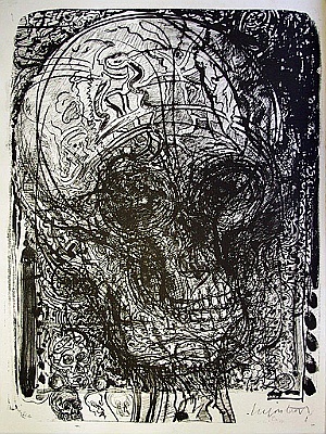 1998 - Totenkopf - Lithographie auf Stein - 107x74,5cm